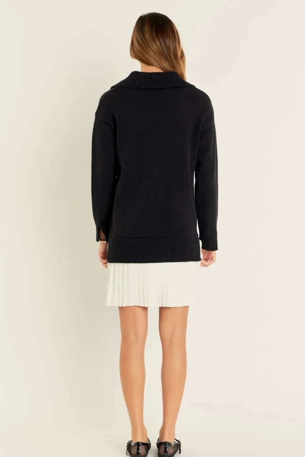 ENGLISH FACTORY Knit Dresses | Sweaters & Knits*- Mixed Media Pleated Mini Dress