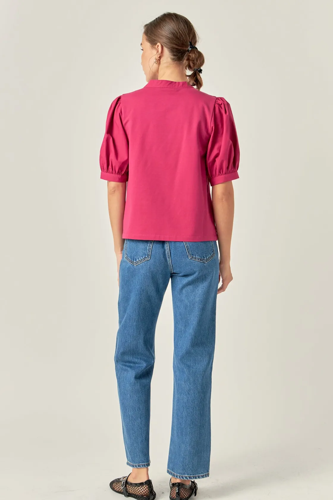 english_factory__mixed_me_7-4.webp ENGLISH FACTORY Tops*- Mixed Media Puff Sleeve Top