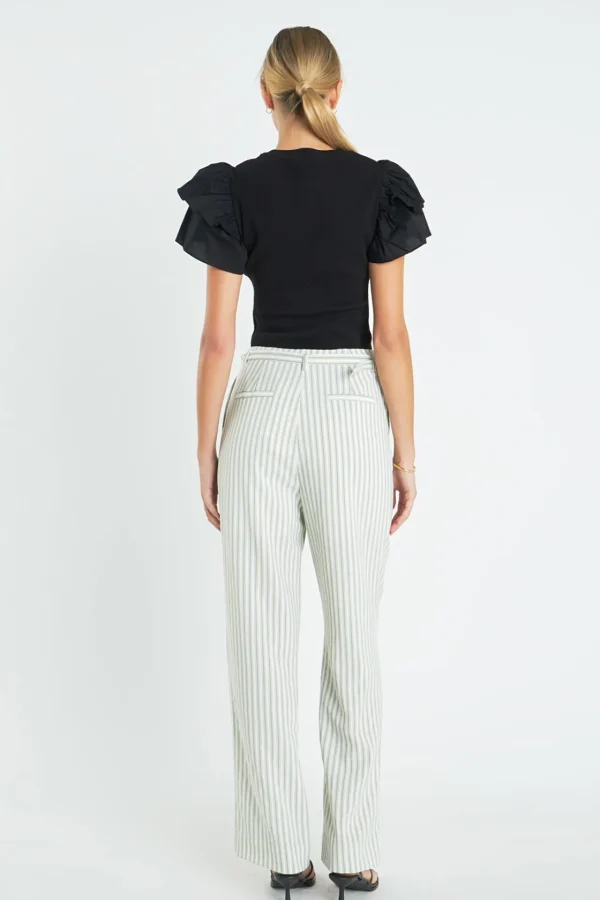 ENGLISH FACTORY Tops*- Mixed Media Ruffled Knit Top