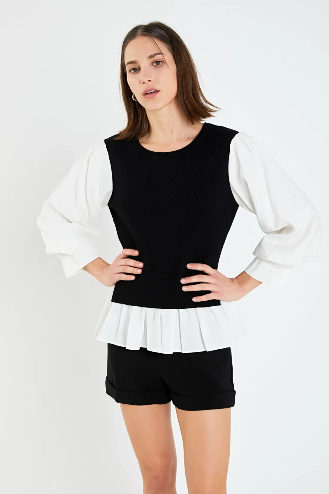 english_factory__mixed_me_8-2.webp ENGLISH FACTORY Tops*- Mixed Media Blouse
