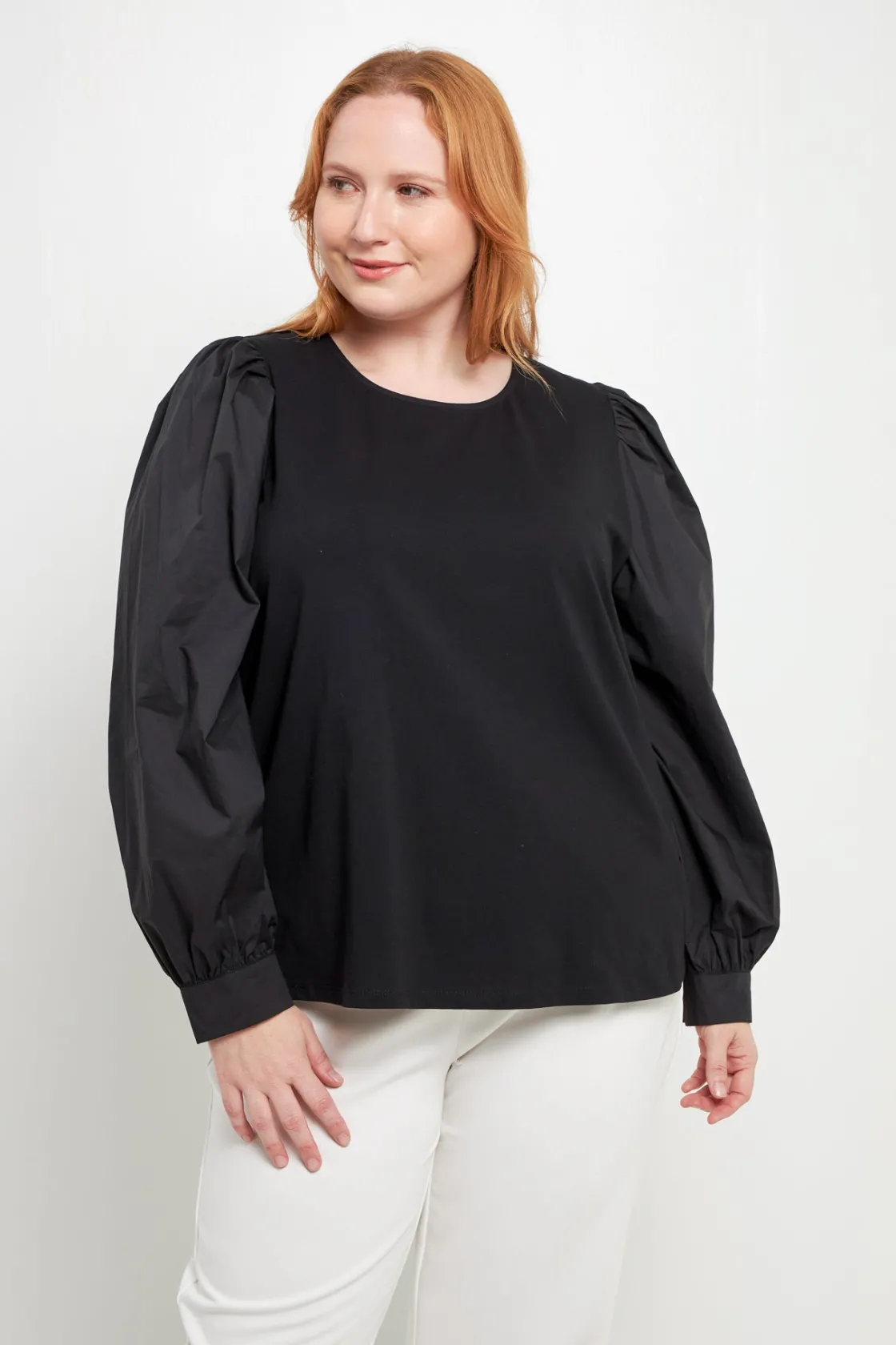 english_factory__mixed_me_8-8.webp ENGLISH FACTORY Tops*- Mixed Media Puff Long Sleeve Top