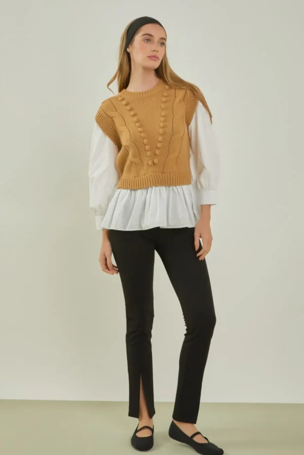 ENGLISH FACTORY Sweaters & Knits | Tops*- Mixed Media Cable Sweater