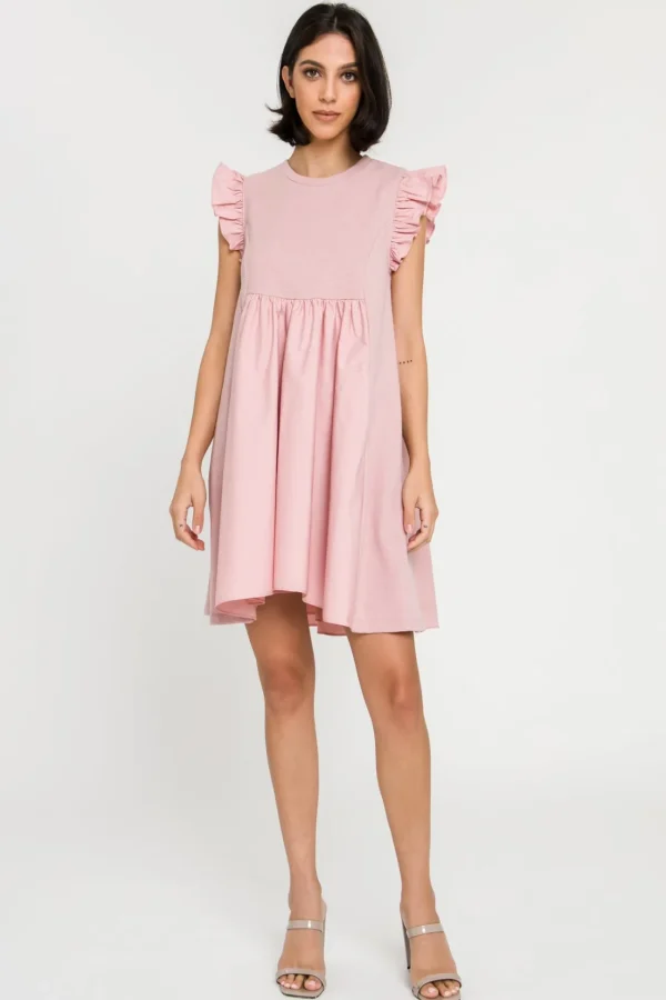 ENGLISH FACTORY White Dresses | Tops*- Mixed Media Ruffle Sleeve Mini Dress