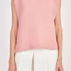 ENGLISH FACTORY Tops*- Mock Neck Shoulder Pad Top