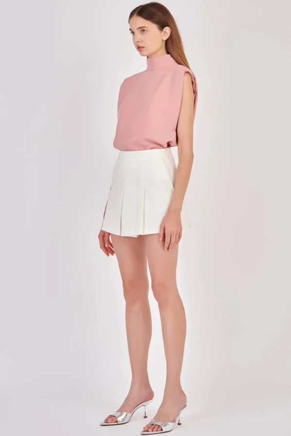 ENGLISH FACTORY Tops*- Mock Neck Shoulder Pad Top