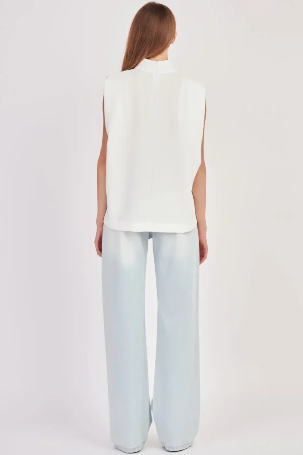 ENGLISH FACTORY Tops*- Mock Neck Shoulder Pad Top