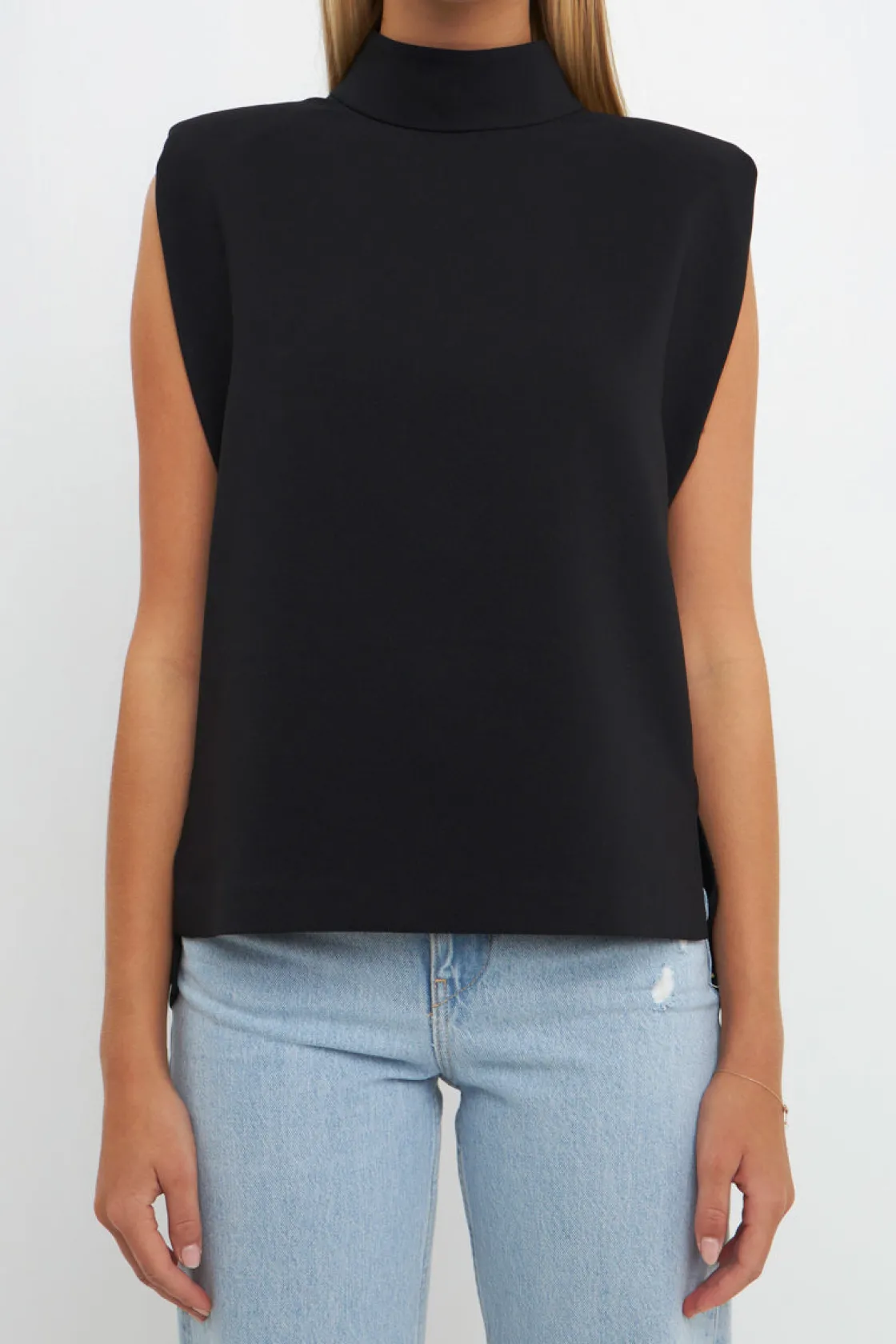 english_factory__mock_nec_5.webp ENGLISH FACTORY Tops*- Mock Neck Shoulder Pad Top