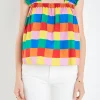 ENGLISH FACTORY Tops*- Color Check Ruffle Strap Top MULTI