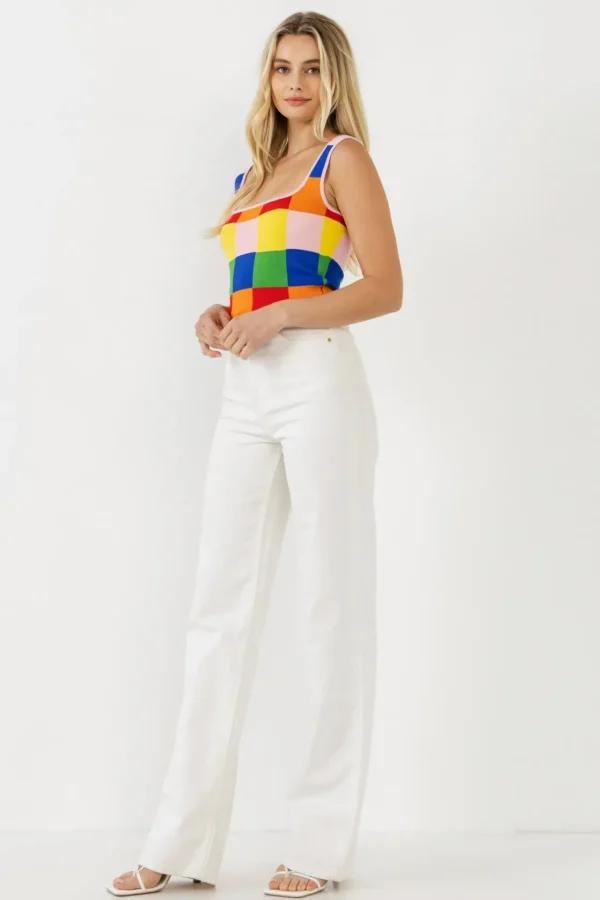 ENGLISH FACTORY Sweaters & Knits | Tops*- Color Gingham Knit Cropped Top MULTI