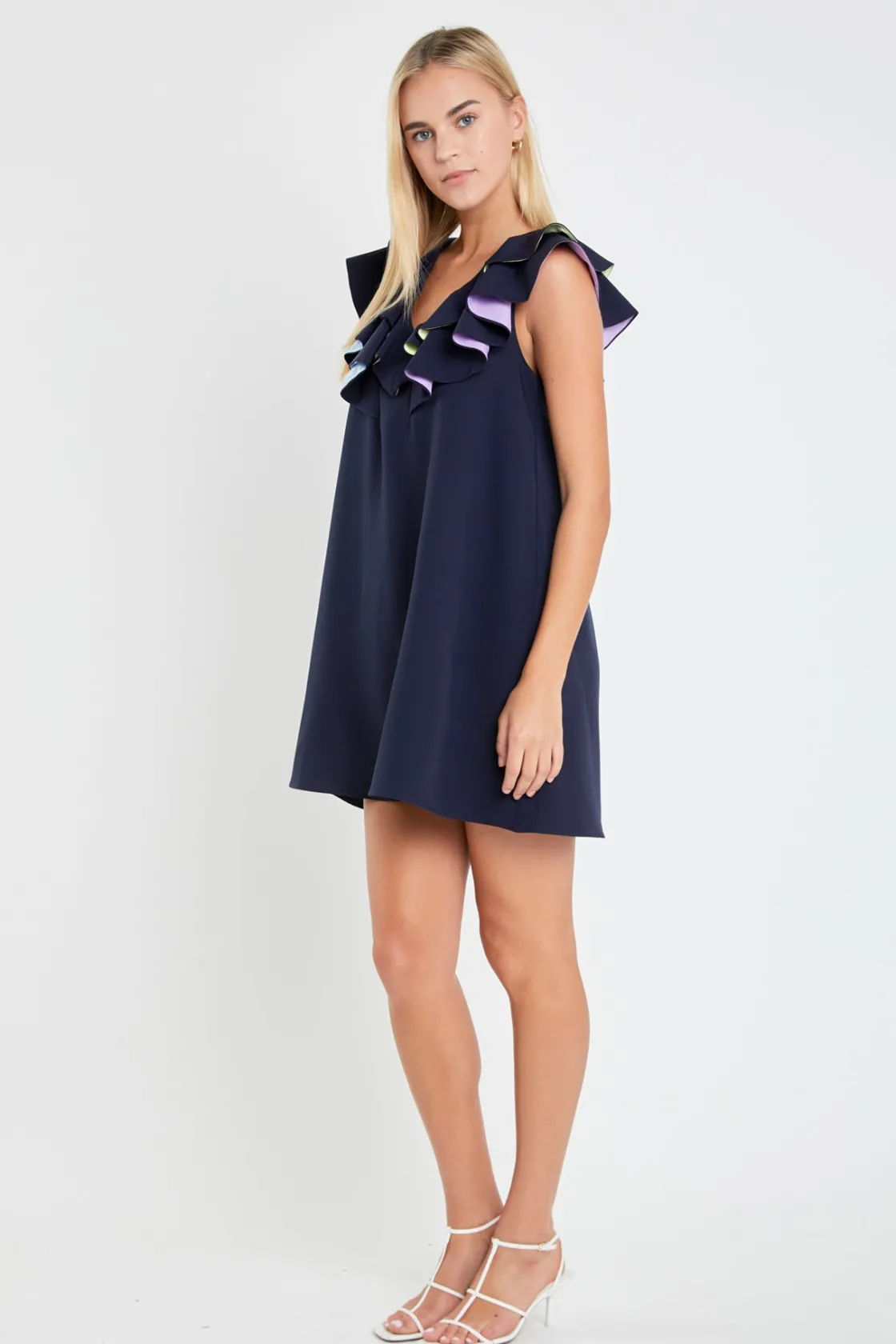english_factory__multi_co_1.webp ENGLISH FACTORY Tops*- Multi Color Contrast Mini Dress NAVYMULTI