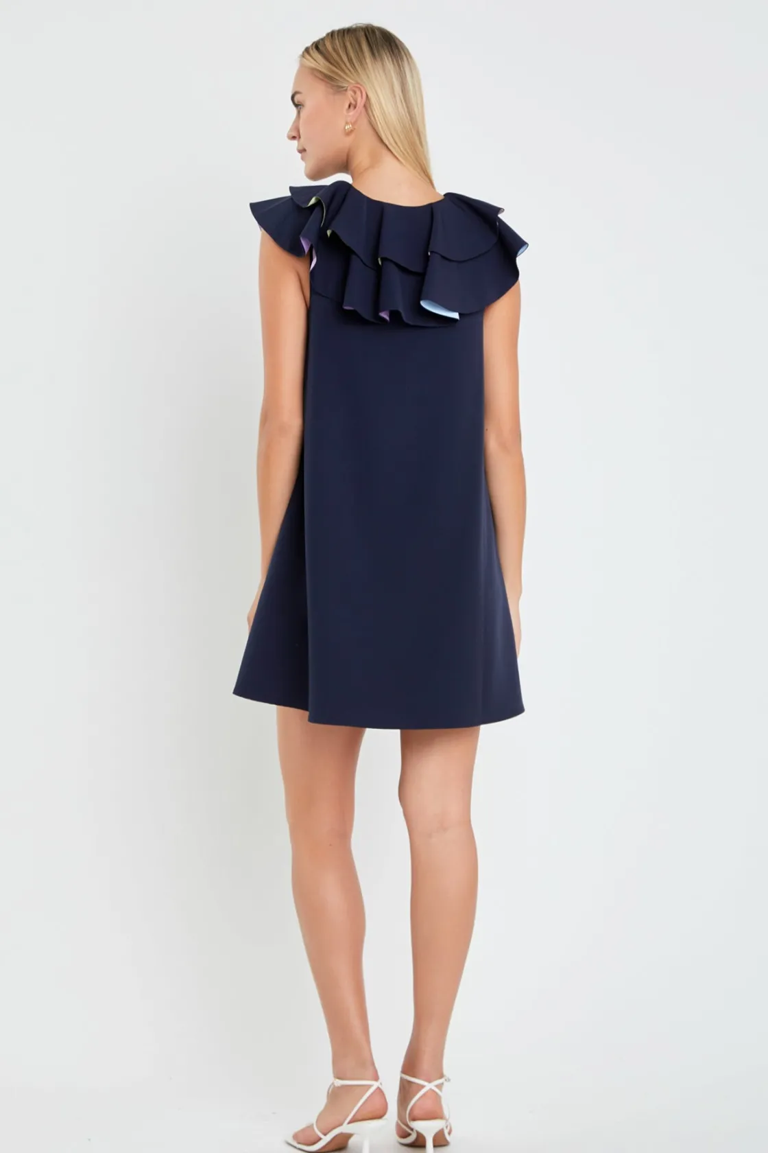 english_factory__multi_co_2.webp ENGLISH FACTORY Tops*- Multi Color Contrast Mini Dress NAVYMULTI