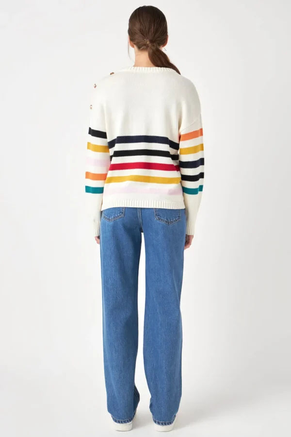 ENGLISH FACTORY Sweaters & Knits*- Multicolored Sweater with Button IVORYMULTI