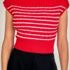ENGLISH FACTORY Sweaters & Knits | Tops*- Off Shoulder Top RED/WHITE