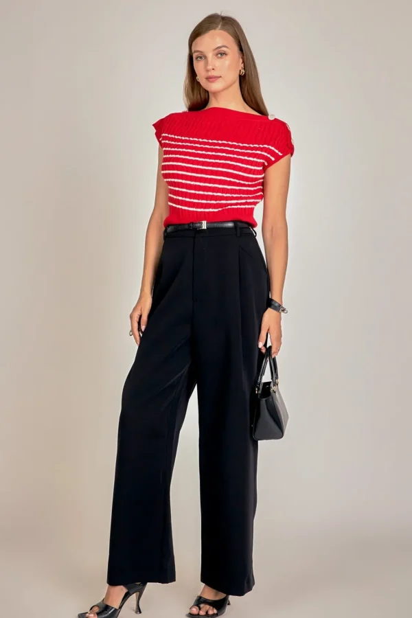 ENGLISH FACTORY Sweaters & Knits | Tops*- Off Shoulder Top RED/WHITE