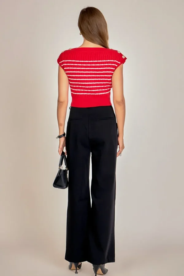 ENGLISH FACTORY Sweaters & Knits | Tops*- Off Shoulder Top RED/WHITE
