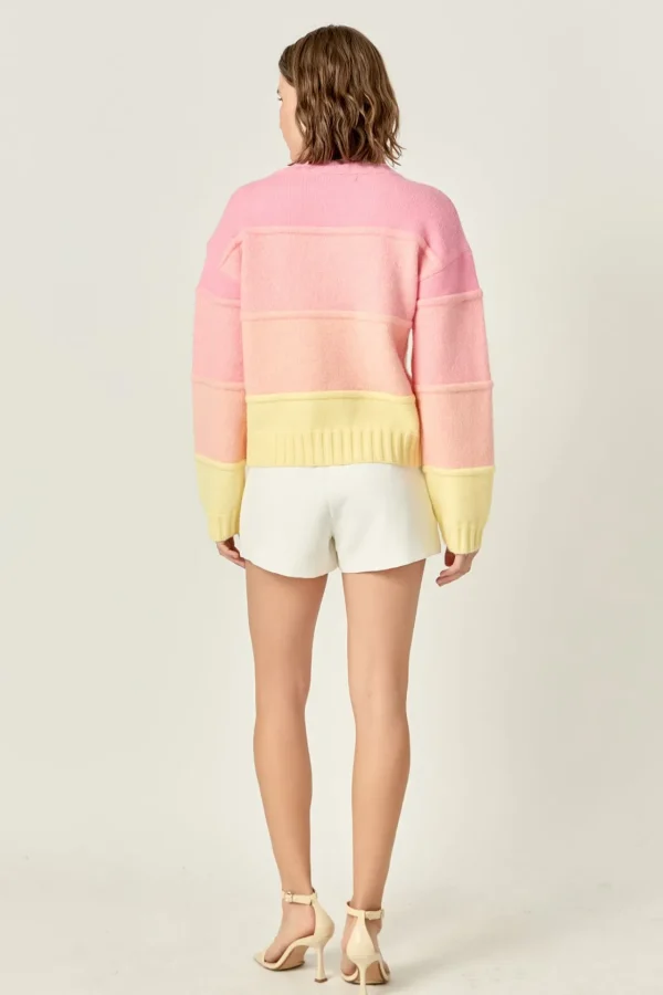 ENGLISH FACTORY Sweaters & Knits | Tops*- Ombre Crew Neck Knit Sweater PINK/YELLOW