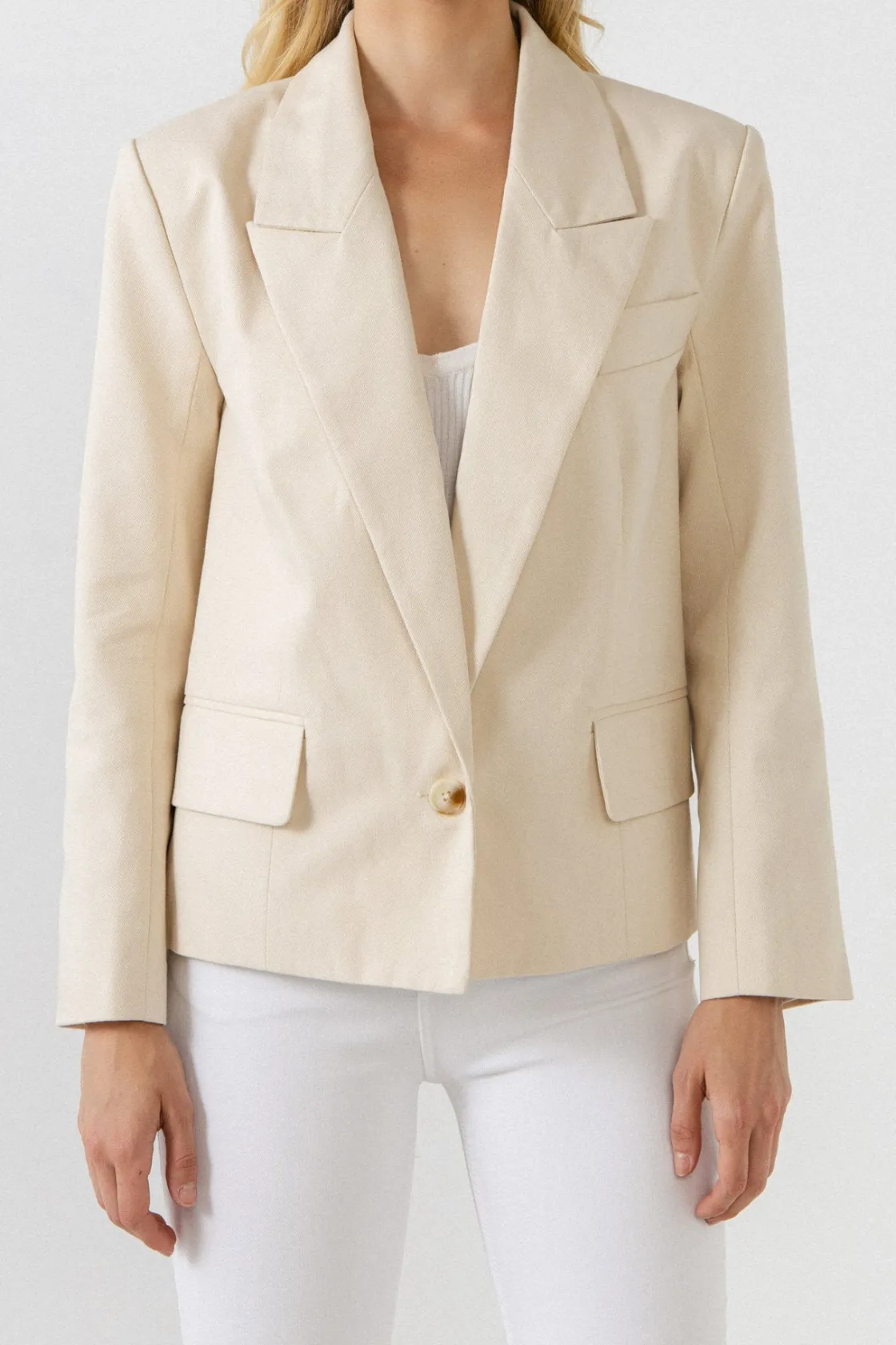 english_factory__one_butt_0.webp ENGLISH FACTORY Jackets & Coats | Blazers*- One Button Blazer BEIGE