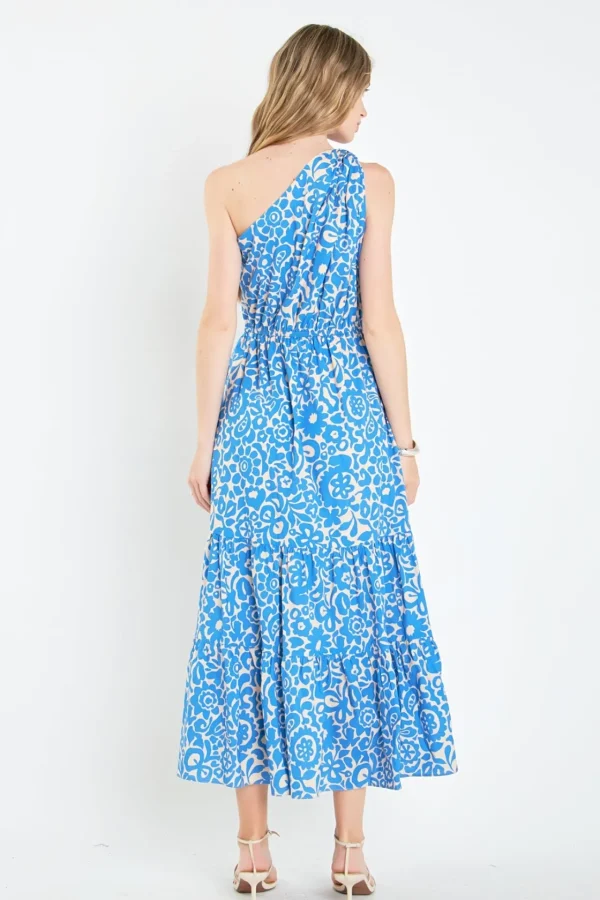 ENGLISH FACTORY Tops*- One Shoulder Print Maxi Dress BLUEMULTI