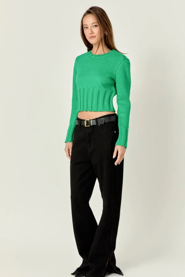 ENGLISH FACTORY Sweaters & Knits | Tops*- Open Back Cropped Sweater