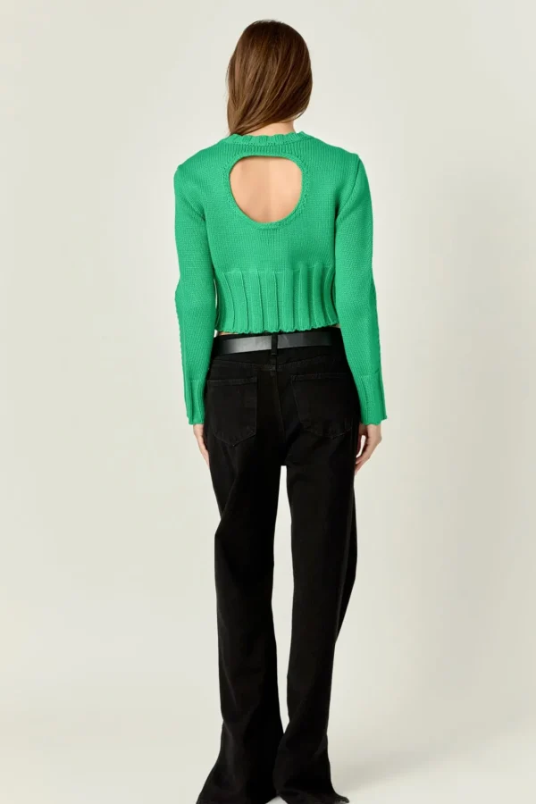 ENGLISH FACTORY Sweaters & Knits | Tops*- Open Back Cropped Sweater