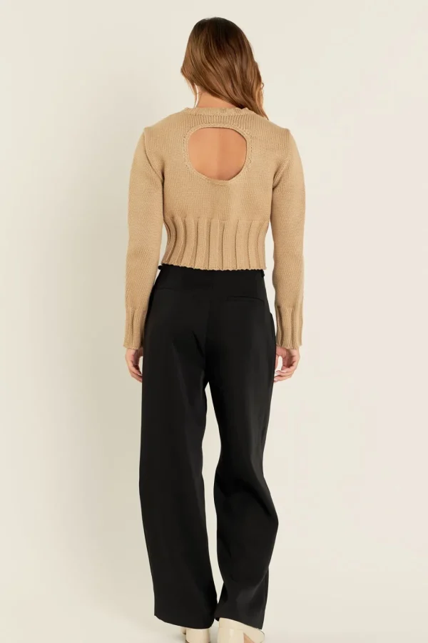 ENGLISH FACTORY Sweaters & Knits | Tops*- Open Back Cropped Sweater
