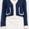 ENGLISH FACTORY Sweaters & Knits*- Open Weave Cardigan NAVYWHITE