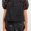 ENGLISH FACTORY Tops*- Organza Gridded Square Neck Crop Top
