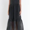 ENGLISH FACTORY Organza | Tops*- Organza Midi Dress BLACK