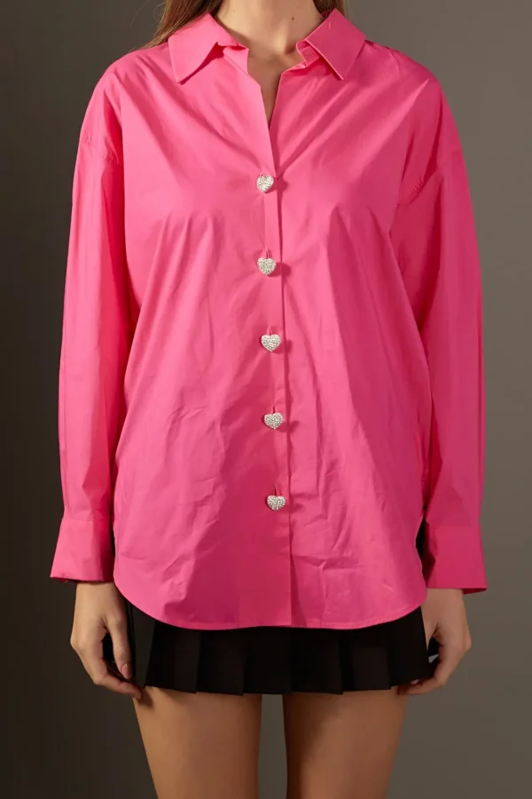 ENGLISH FACTORY Shirts & Blouses | Tops*- Oversize Collared Shirt FUCHSIA
