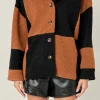 ENGLISH FACTORY Jackets & Coats | Tops*- Oversize Teddy Check Jacket BLACK/CAMEL