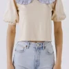 ENGLISH FACTORY Sweaters & Knits | Tops*- Oversized Ruffled Collar Knit Top
