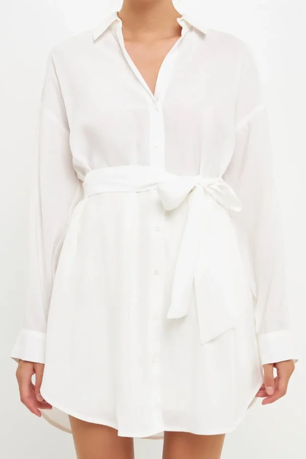 ENGLISH FACTORY Tops*- Oversize Long Shirts WHITE