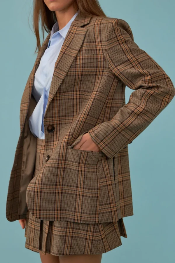 ENGLISH FACTORY Blazers | Tops*- Oversized Check Blazer BROWN