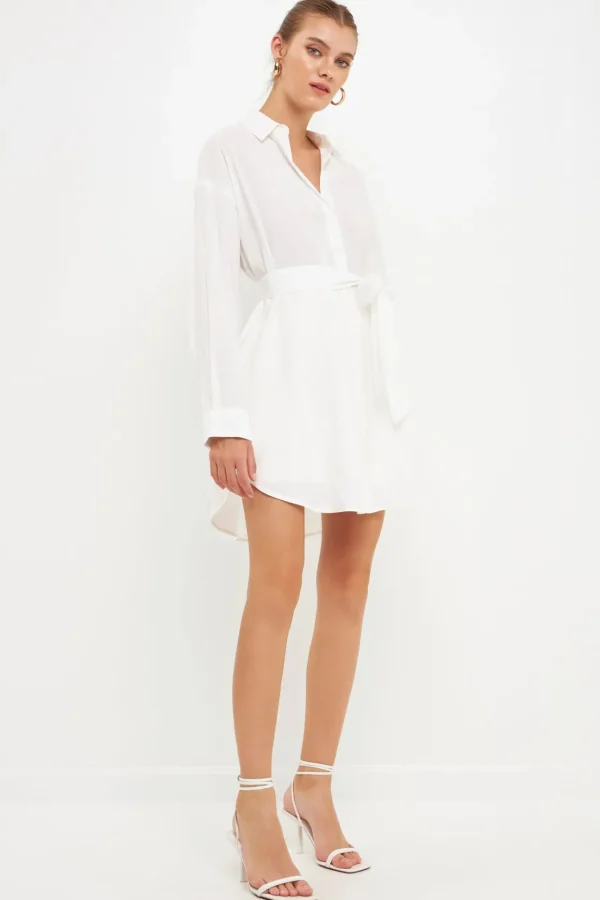 ENGLISH FACTORY Tops*- Oversize Long Shirts WHITE