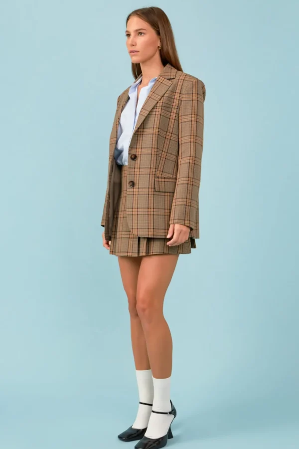 ENGLISH FACTORY Blazers | Tops*- Oversized Check Blazer BROWN
