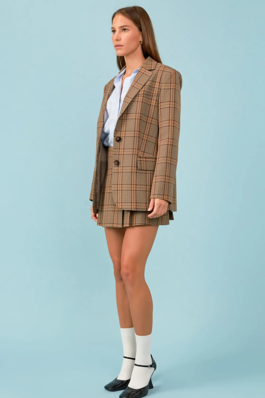 english_factory__oversize_1-8.webp ENGLISH FACTORY Blazers | Tops*- Oversized Check Blazer BROWN