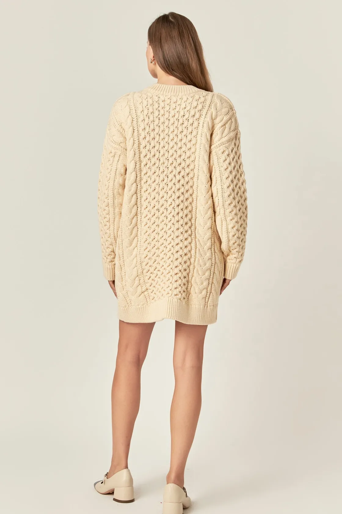 english_factory__oversize_2-16.webp ENGLISH FACTORY Knit Dresses | Sweaters & Knits*- Oversized Cable Knit Dress CREAM