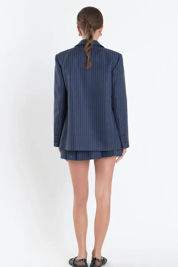 ENGLISH FACTORY Blazers | Tops*- Oversized Stripe Blazer NAVY