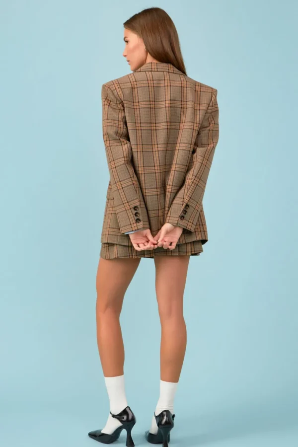 ENGLISH FACTORY Blazers | Tops*- Oversized Check Blazer BROWN