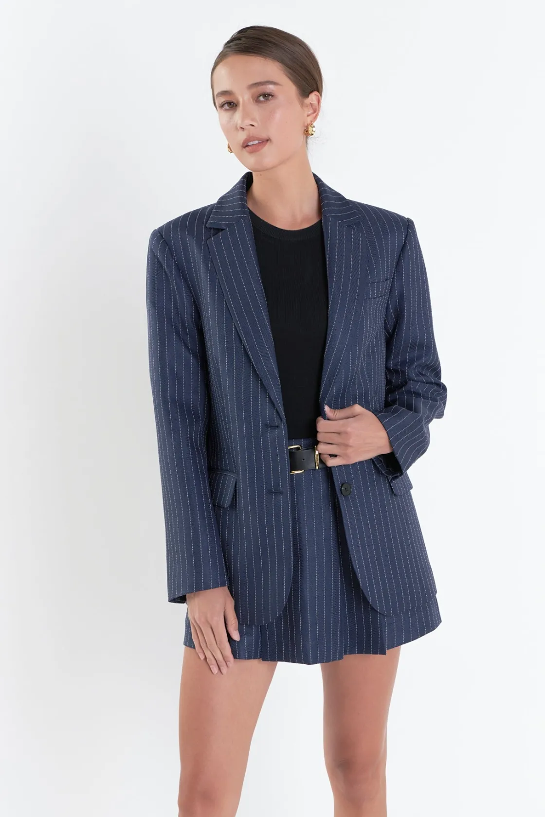 english_factory__oversize_3-7.webp ENGLISH FACTORY Blazers | Tops*- Oversized Stripe Blazer NAVY