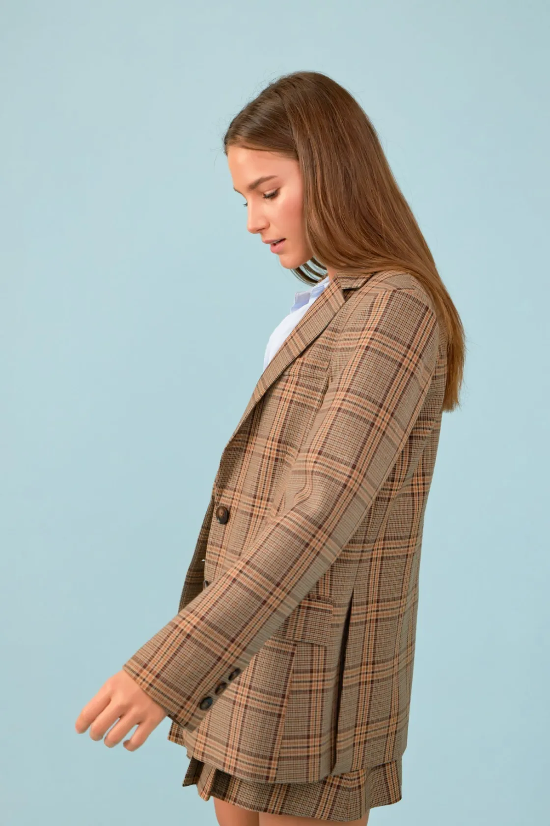english_factory__oversize_3-8.webp ENGLISH FACTORY Blazers | Tops*- Oversized Check Blazer BROWN