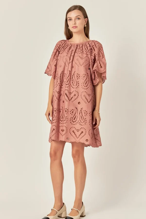ENGLISH FACTORY Boho Dresses | Tops*- Paisley Embroidered Mini Dress CAMEL