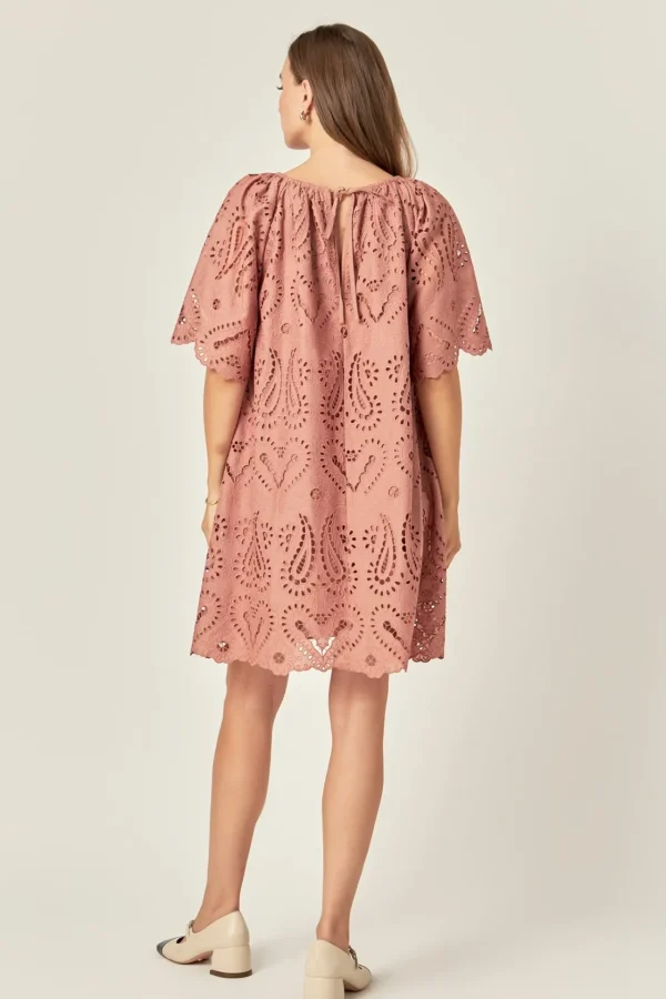 ENGLISH FACTORY Boho Dresses | Tops*- Paisley Embroidered Mini Dress CAMEL