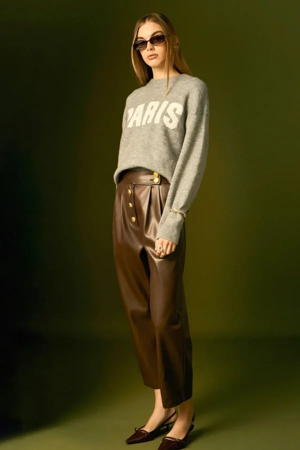 ENGLISH FACTORY Sweaters & Knits*- Paris Lettering Sweater GREY