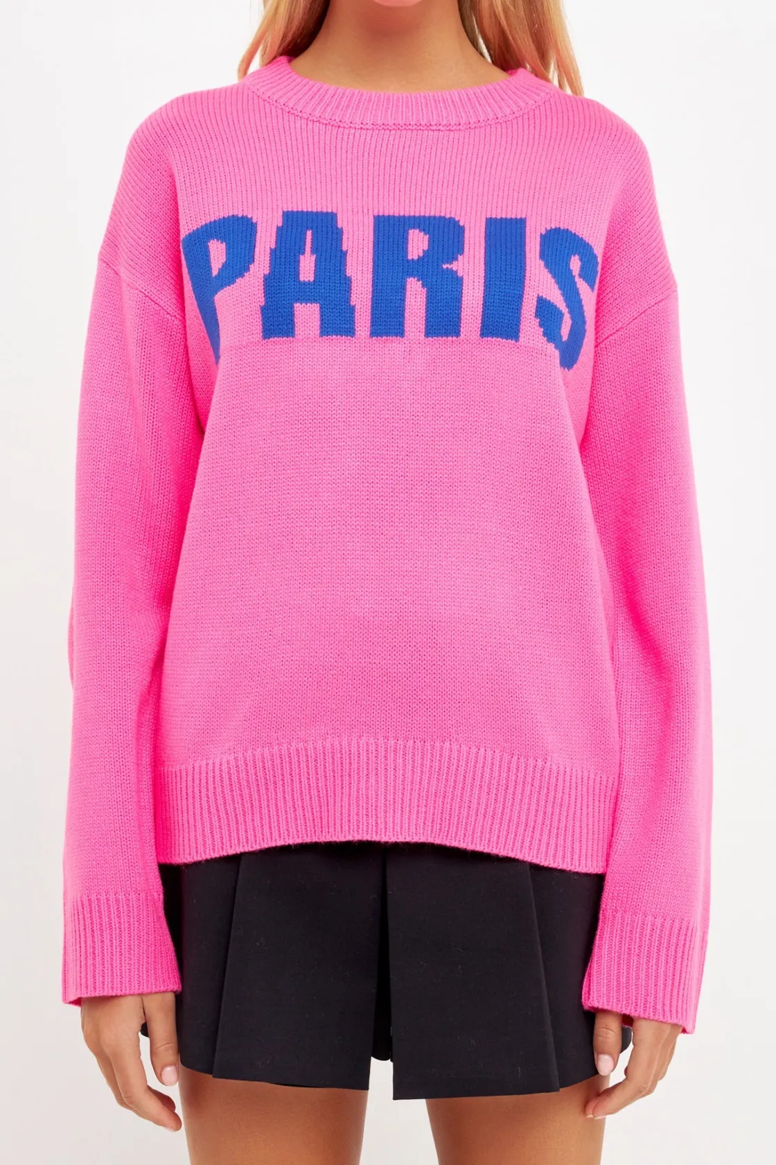 english_factory__paris_mo_0.webp ENGLISH FACTORY Sweaters & Knits*- Paris Motif Sweater PINK/BLUE