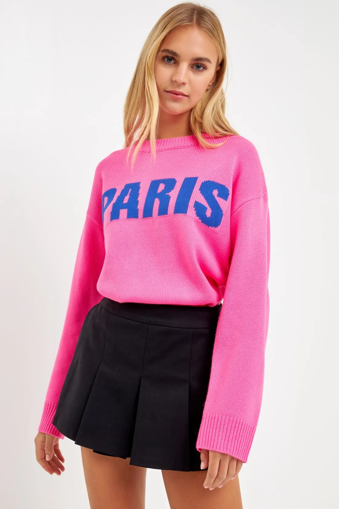 english_factory__paris_mo_3.webp ENGLISH FACTORY Sweaters & Knits*- Paris Motif Sweater PINK/BLUE