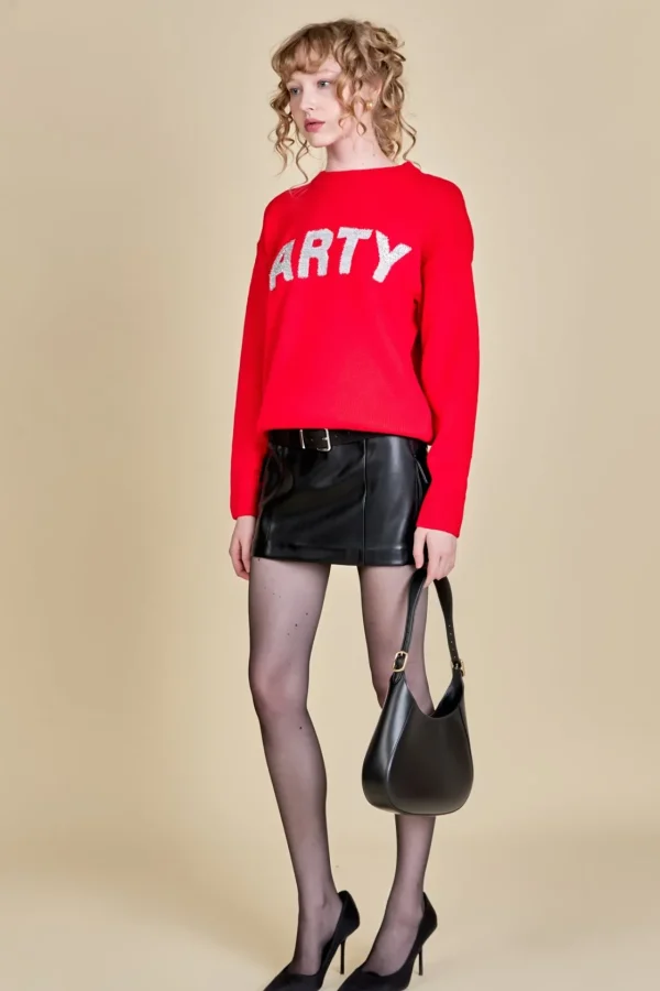 ENGLISH FACTORY Sweaters & Knits | Tops*- Party Glitter Lettering Sweater RED