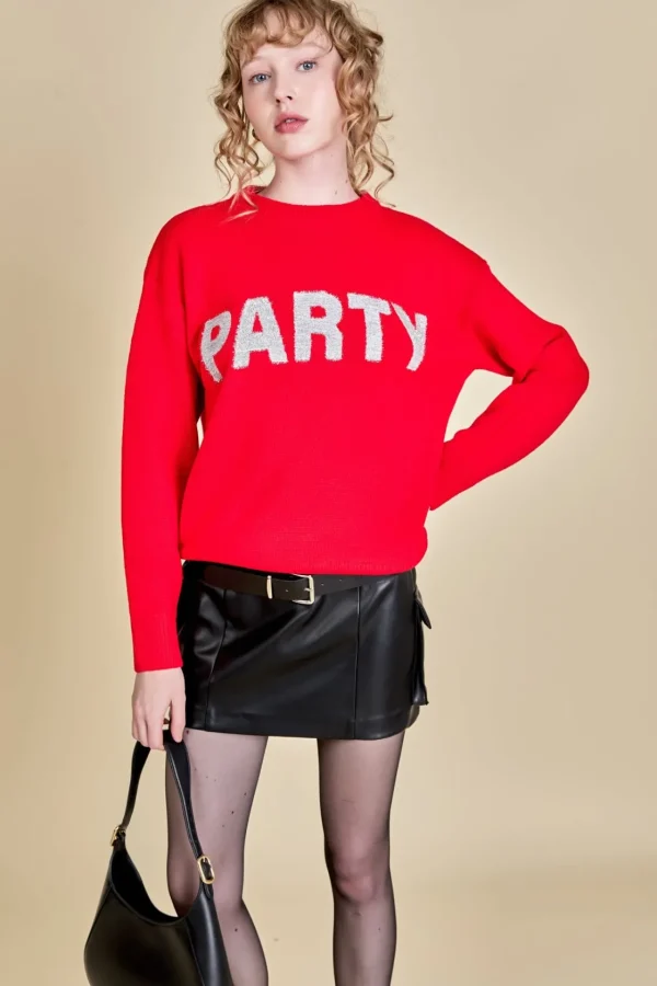 ENGLISH FACTORY Sweaters & Knits | Tops*- Party Glitter Lettering Sweater RED