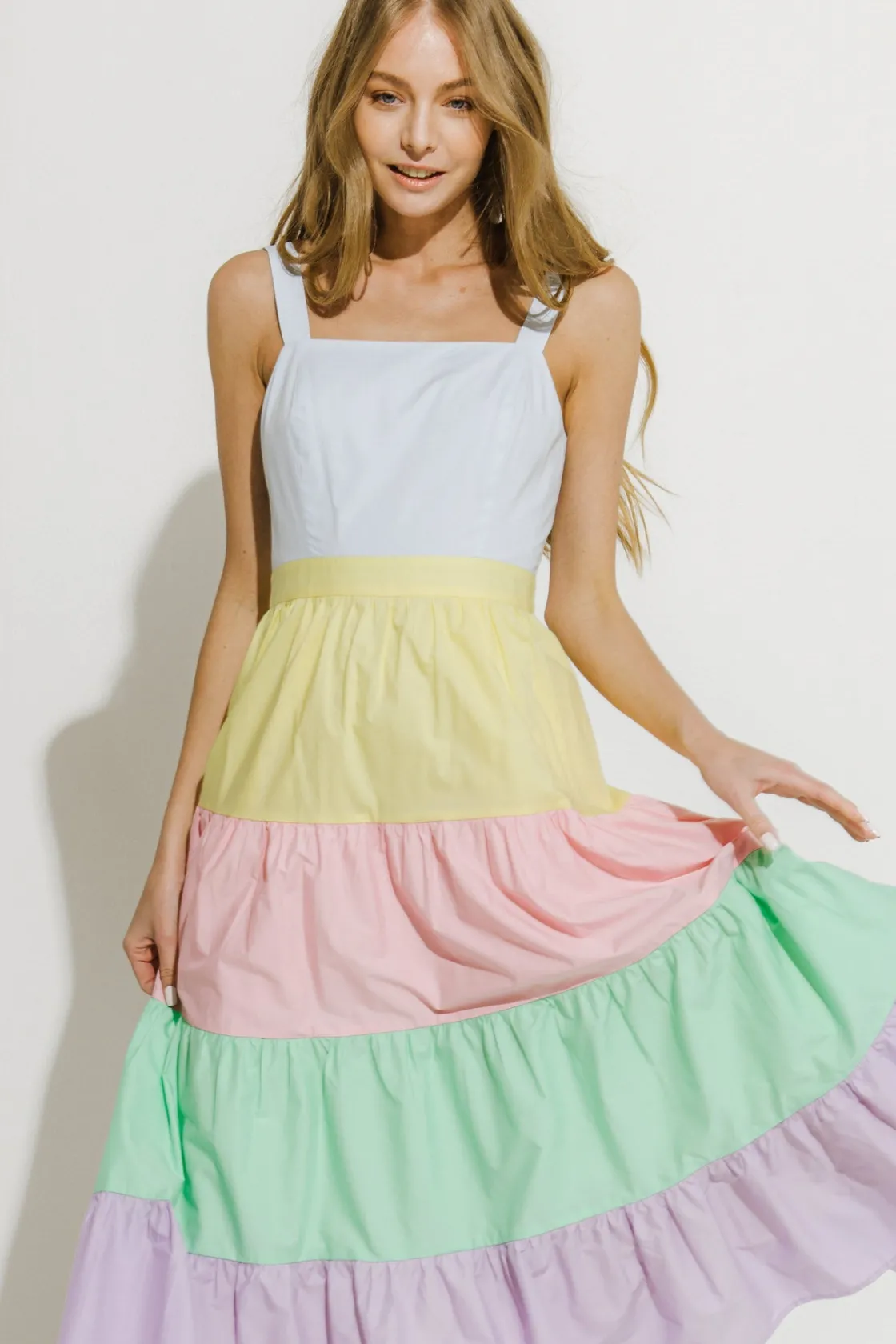 english_factory__pastel_c_3.webp ENGLISH FACTORY Tops*- Pastel Color Block Midi Dress MULTI