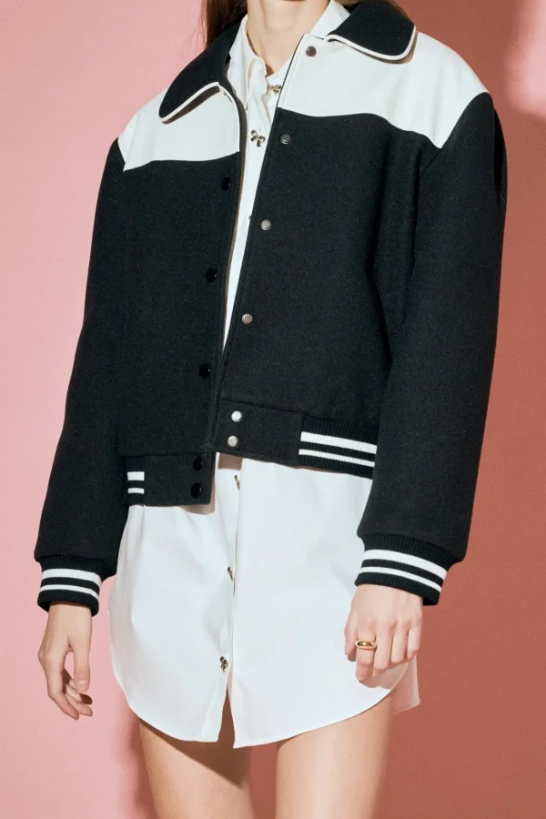 ENGLISH FACTORY Jackets & Coats | Tops*- Patch Detailed Bomber Jacket BLACK/WHITE